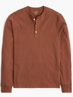 J.Crew Long Sleeve Henley Slub Cotton | Brown | Large